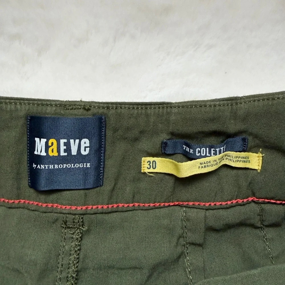 Maeve The Colette Wide Leg Cropped Olive Green Stretch Pants-30/М - Picture 11 of 16